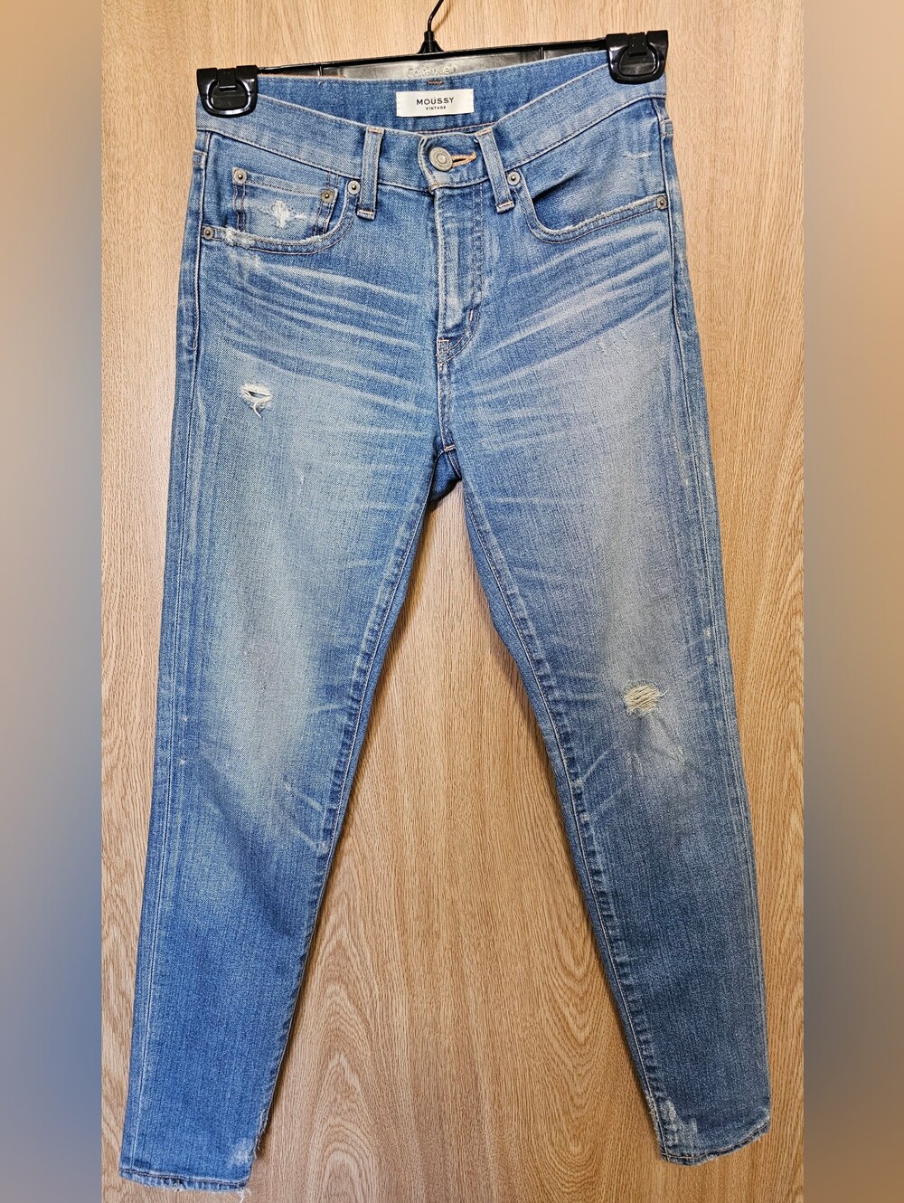 Moussy Vintage Velma Distressed Blue Denim Jeans Size 25